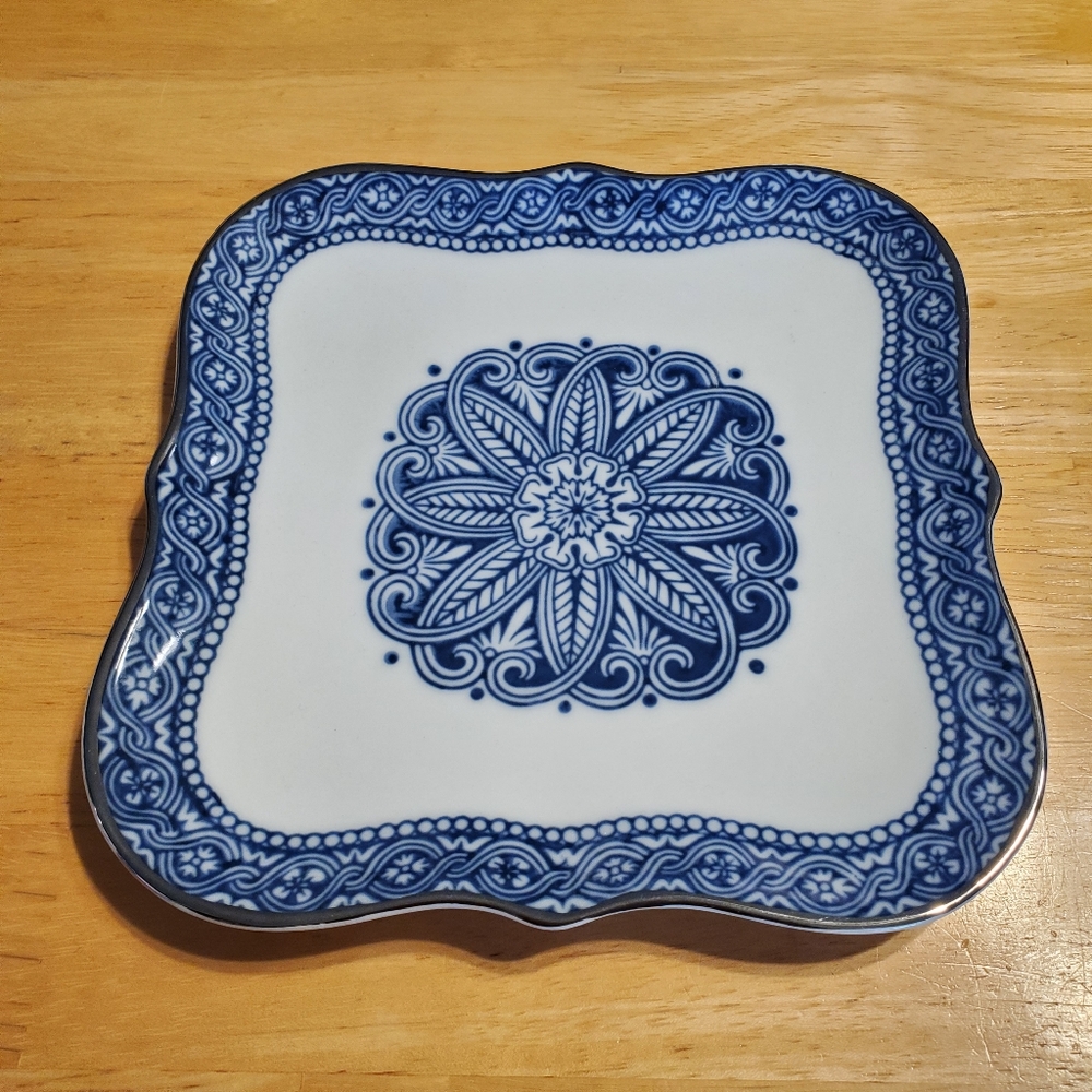 Bombay Made In China Blue, White, And Silver Plate